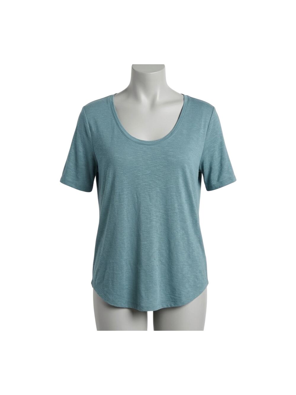 24/7 Maurices Teal Green V-Neck Hi Lo Hem Soft Rayon Tee Top Shirt Large L